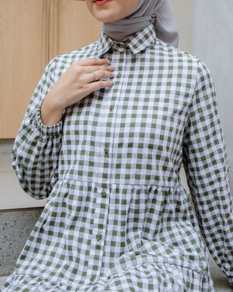 Elisha Plaid-Ruffles Tunic  - The Brunch Time