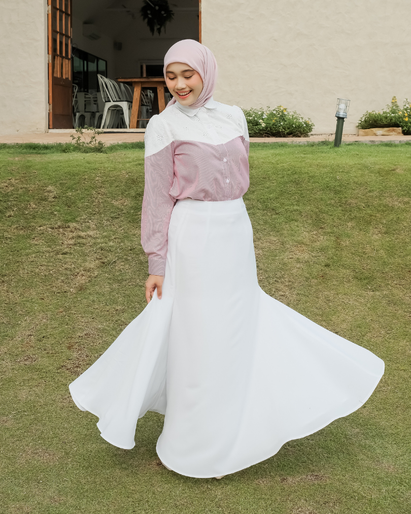 OMARA Widya Minimalist A-Line Maxi Skirt | Rok Wanita - Olive Grove