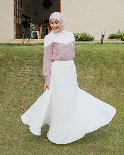 OMARA Widya Minimalist A-Line Maxi Skirt | Rok Wanita - Olive Grove