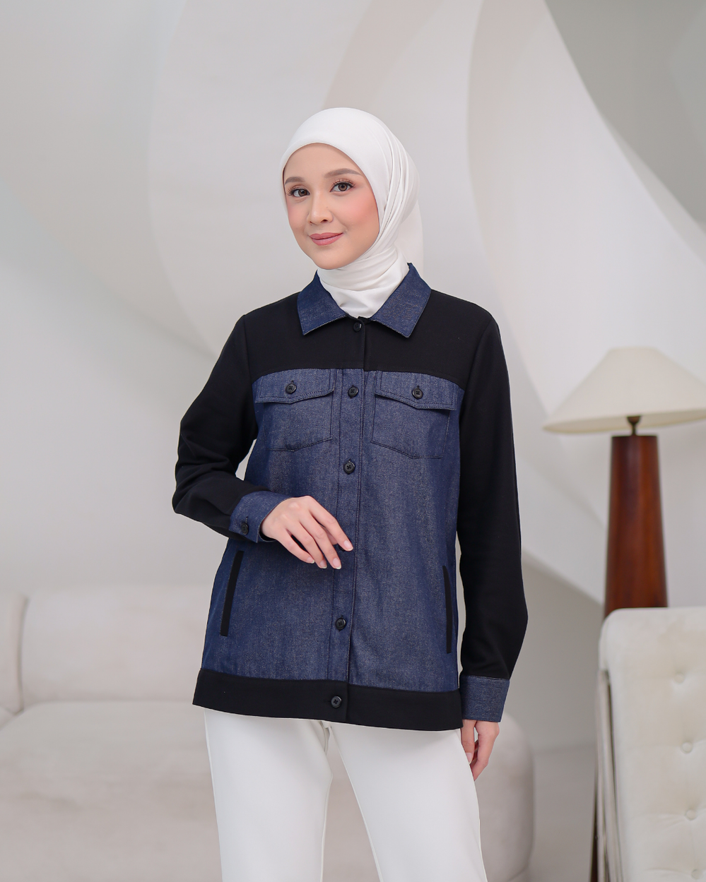 OMARA Kiza Denim Shirt | Kemeja Wanita - Palette