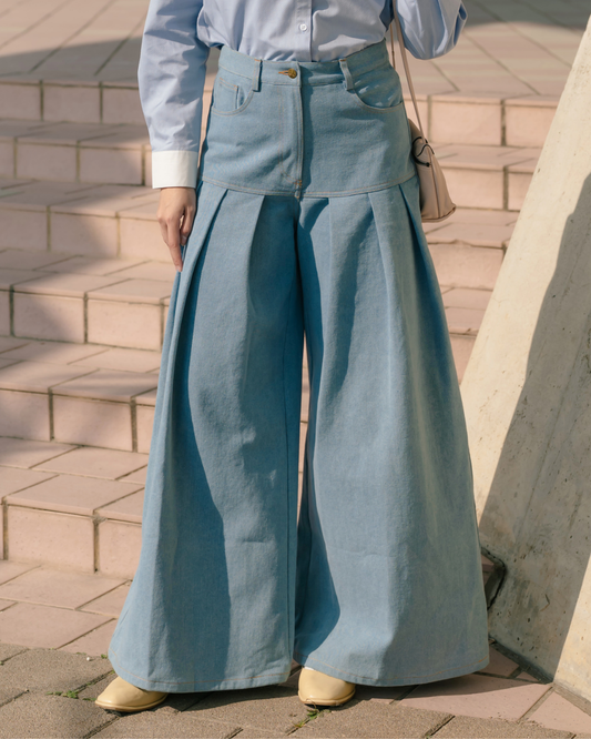 OMARA Verissa Pleats Denim Pants | Celana Jeans Wanita - Seoul Stroll