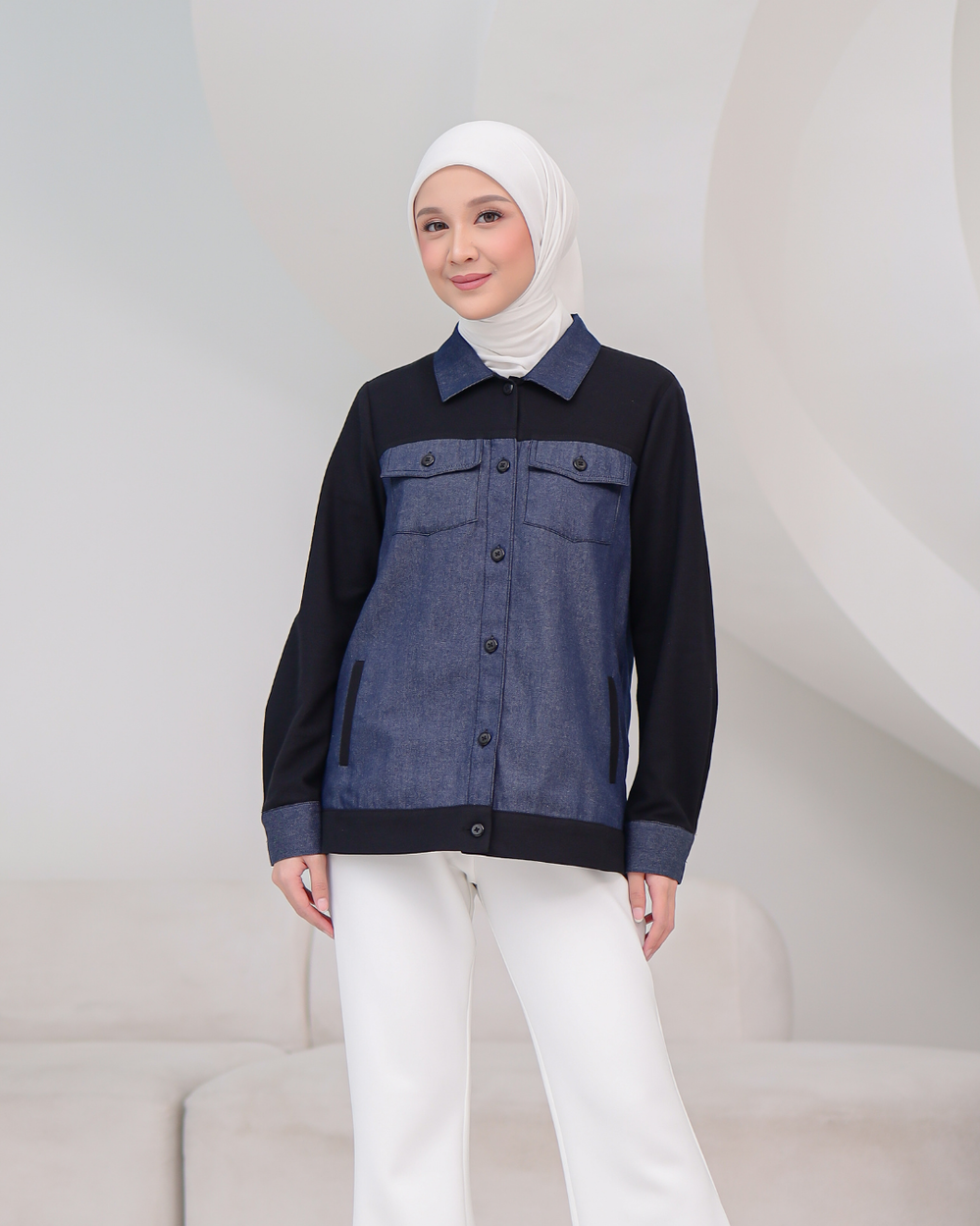 OMARA Kiza Denim Shirt | Kemeja Wanita - Palette