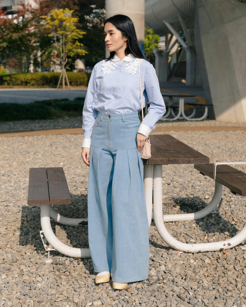 OMARA Verissa Pleats Denim Pants | Celana Jeans Wanita - Seoul Stroll