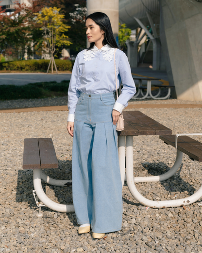 OMARA Verissa Pleats Denim Pants | Celana Jeans Wanita - Seoul Stroll