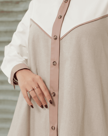 OMARA Anira Contrast Shirt | Kemeja Blouse Wanita - Mosaic