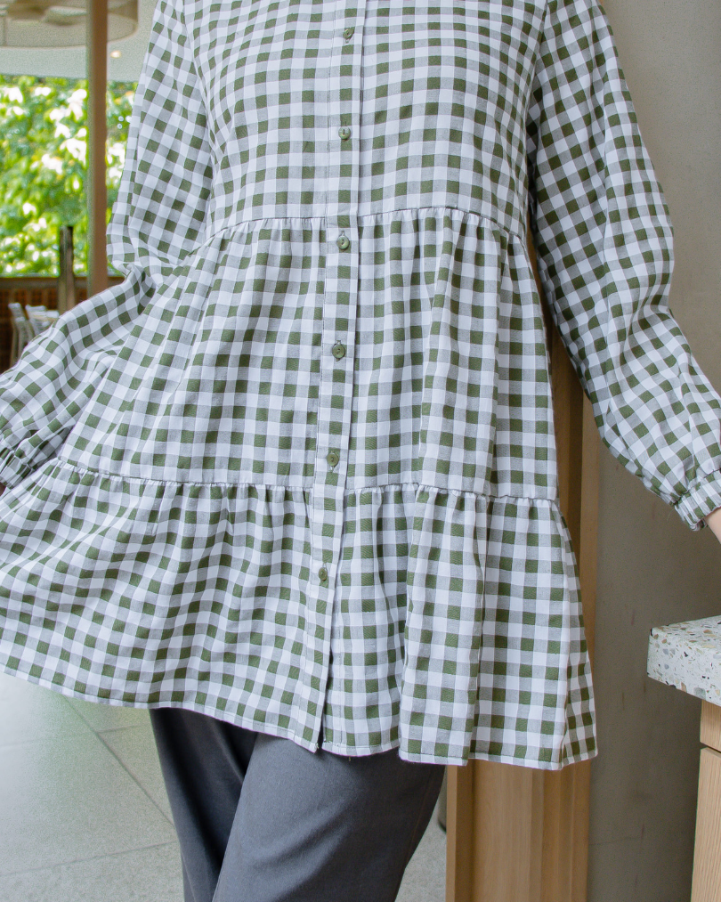 Elisha Plaid-Ruffles Tunic  - The Brunch Time