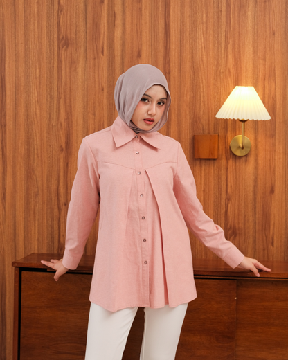 OMARA Zanesa Pleat Panel Shirt | Kemeja Blouse Wanita - Easeé