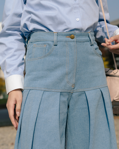OMARA Verissa Pleats Denim Pants | Celana Jeans Wanita - Seoul Stroll