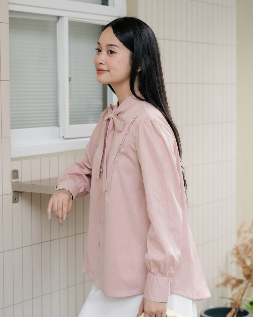 Benicia Bow-Tie Pleats Shirt