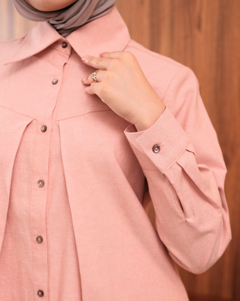 OMARA Zanesa Pleat Panel Shirt | Kemeja Blouse Wanita - Easeé