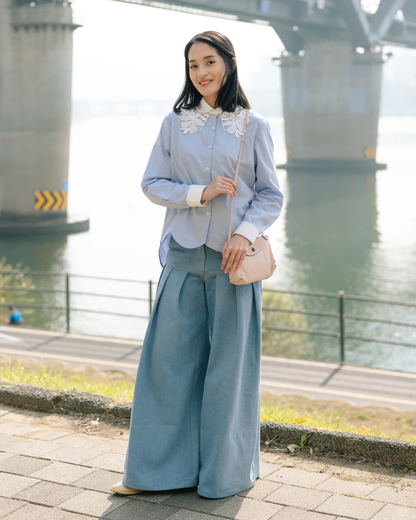 OMARA Verissa Pleats Denim Pants | Celana Jeans Wanita - Seoul Stroll