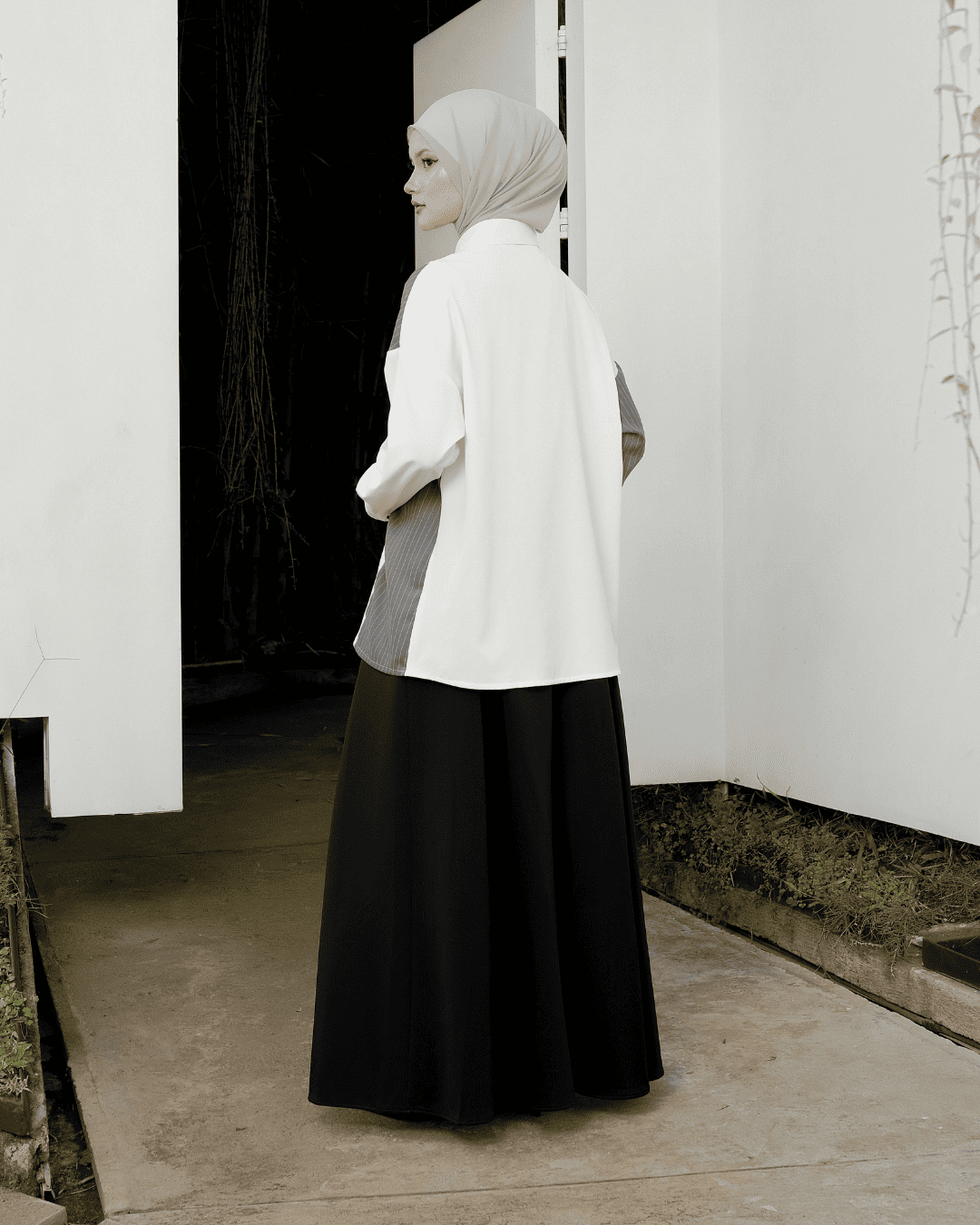 OMARA Adelia Stripe Panel Shirt | Kemeja Blouse Wanita - Mosaic