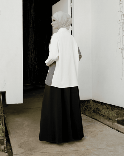 OMARA Adelia Stripe Panel Shirt | Kemeja Blouse Wanita - Mosaic