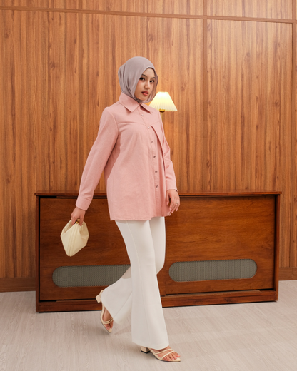 OMARA Zanesa Pleat Panel Shirt | Kemeja Blouse Wanita - Easeé