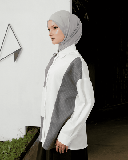 OMARA Adelia Stripe Panel Shirt | Kemeja Blouse Wanita - Mosaic