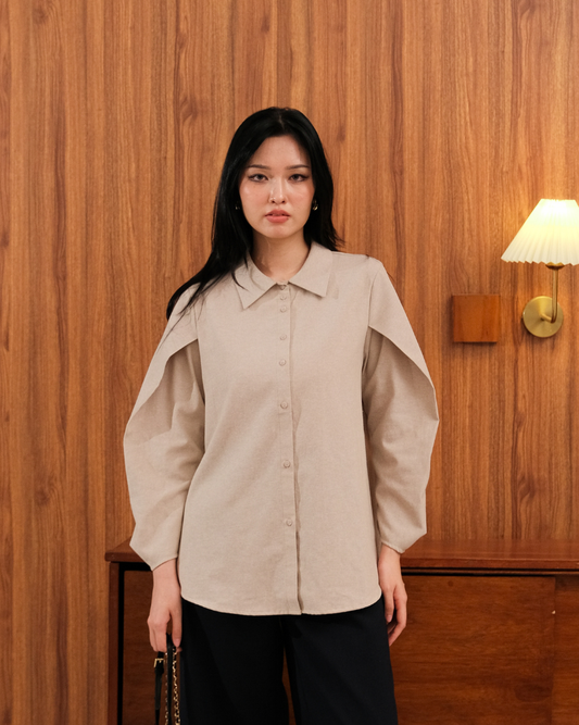 OMARA Zehara Drape Sleeve Shirt | Kemeja Blouse Wanita - Easeé