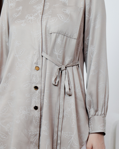 OMARA Relia Flower Jacquard Tie Blouse | Atasan Kemeja Wanita - The Daily Tales