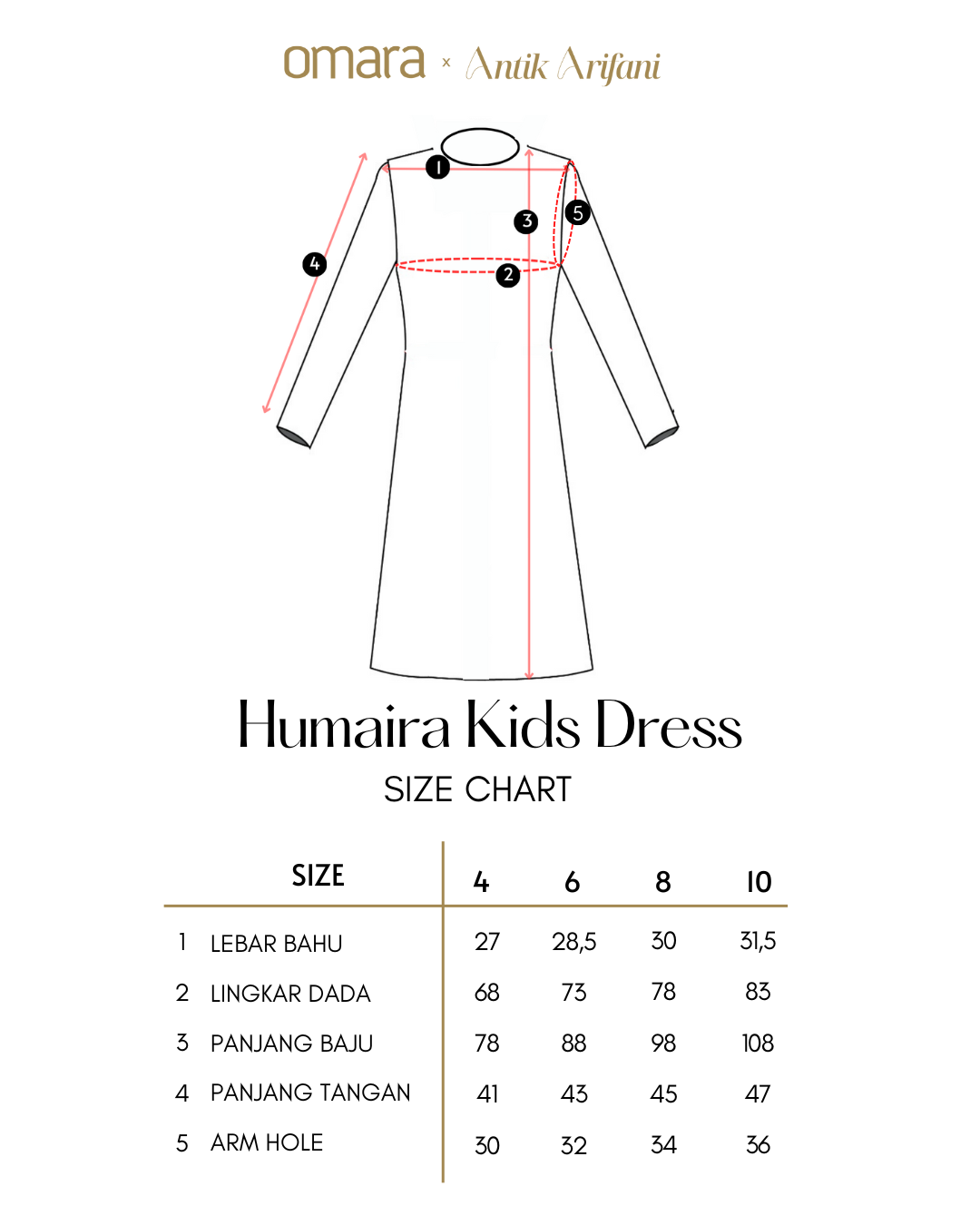 OMARA x Antik Arifani Serenity Series - Humaira Kids Dress | Gaun Anak