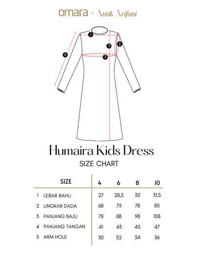 OMARA x Antik Arifani Serenity Series - Humaira Kids Dress | Gaun Anak