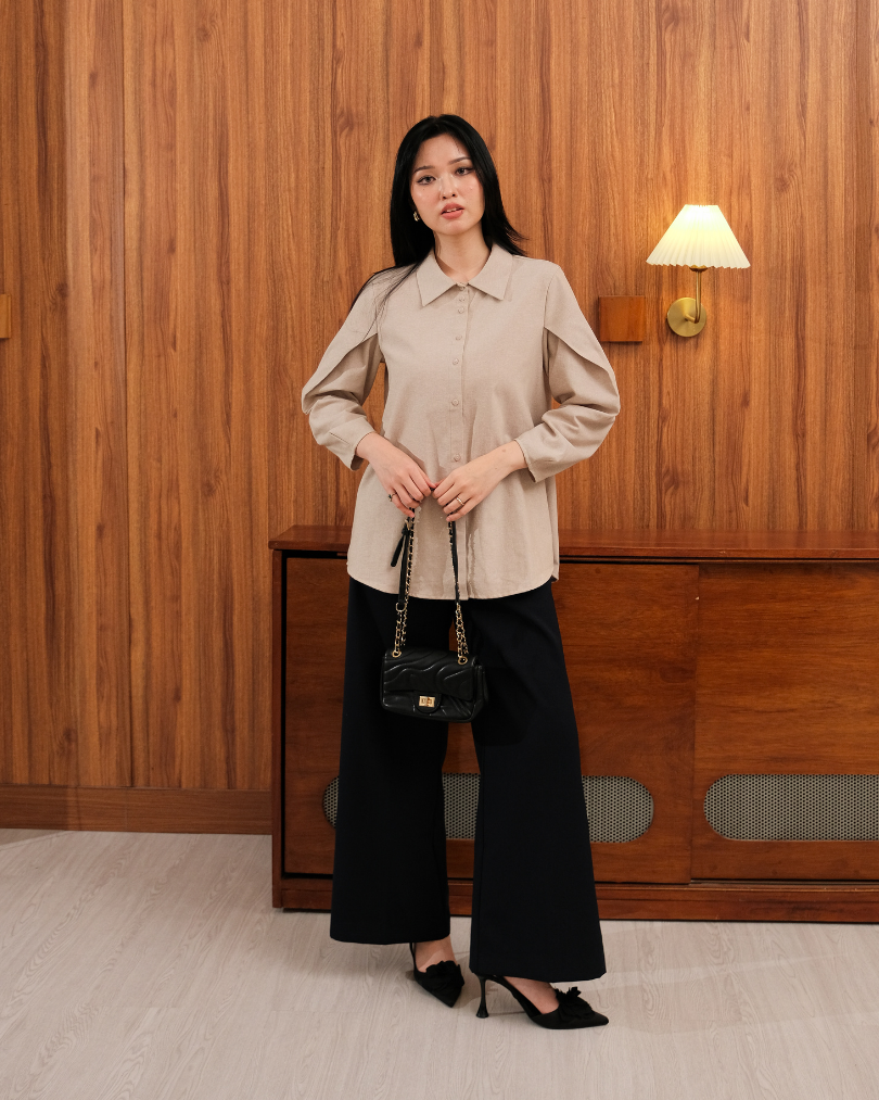 OMARA Zehara Drape Sleeve Shirt | Kemeja Blouse Wanita - Easeé