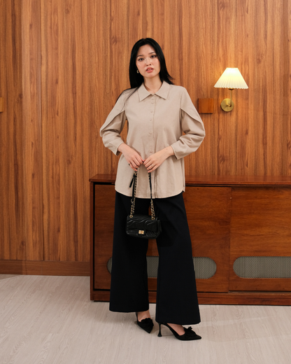 OMARA Zehara Drape Sleeve Shirt | Kemeja Blouse Wanita - Easeé