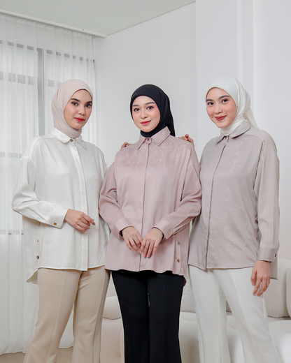 OMARA Rubina Floral Silk Shirt | Atasan Kemeja Wanita - The Daily Tales