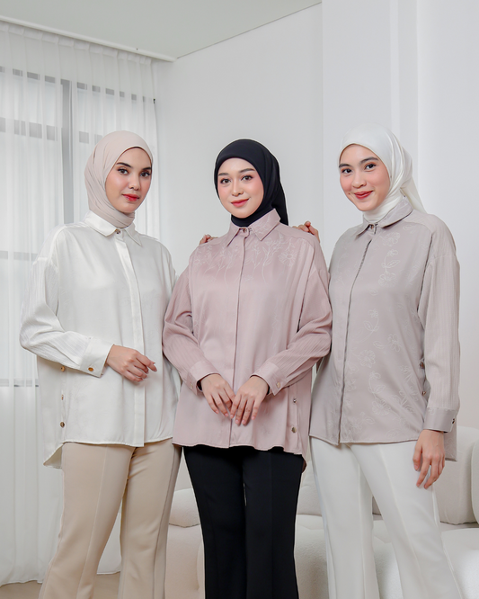 OMARA Rubina Floral Silk Shirt | Atasan Kemeja Wanita - The Daily Tales