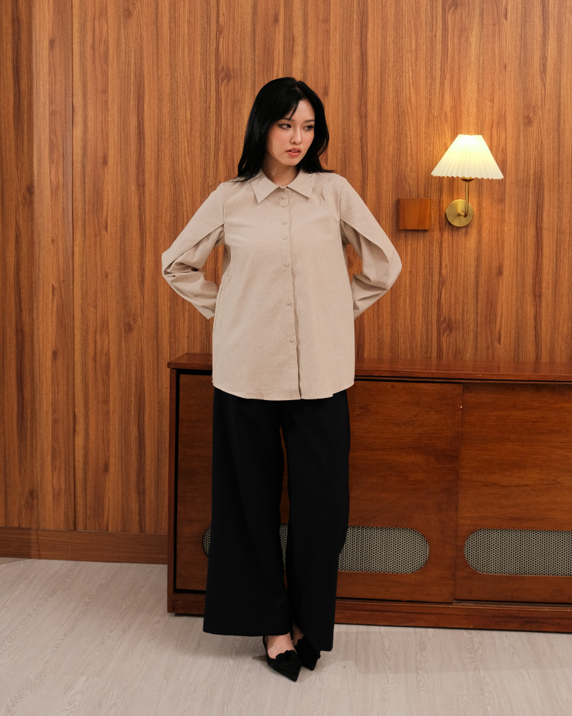 OMARA Zehara Drape Sleeve Shirt | Kemeja Blouse Wanita - Easeé