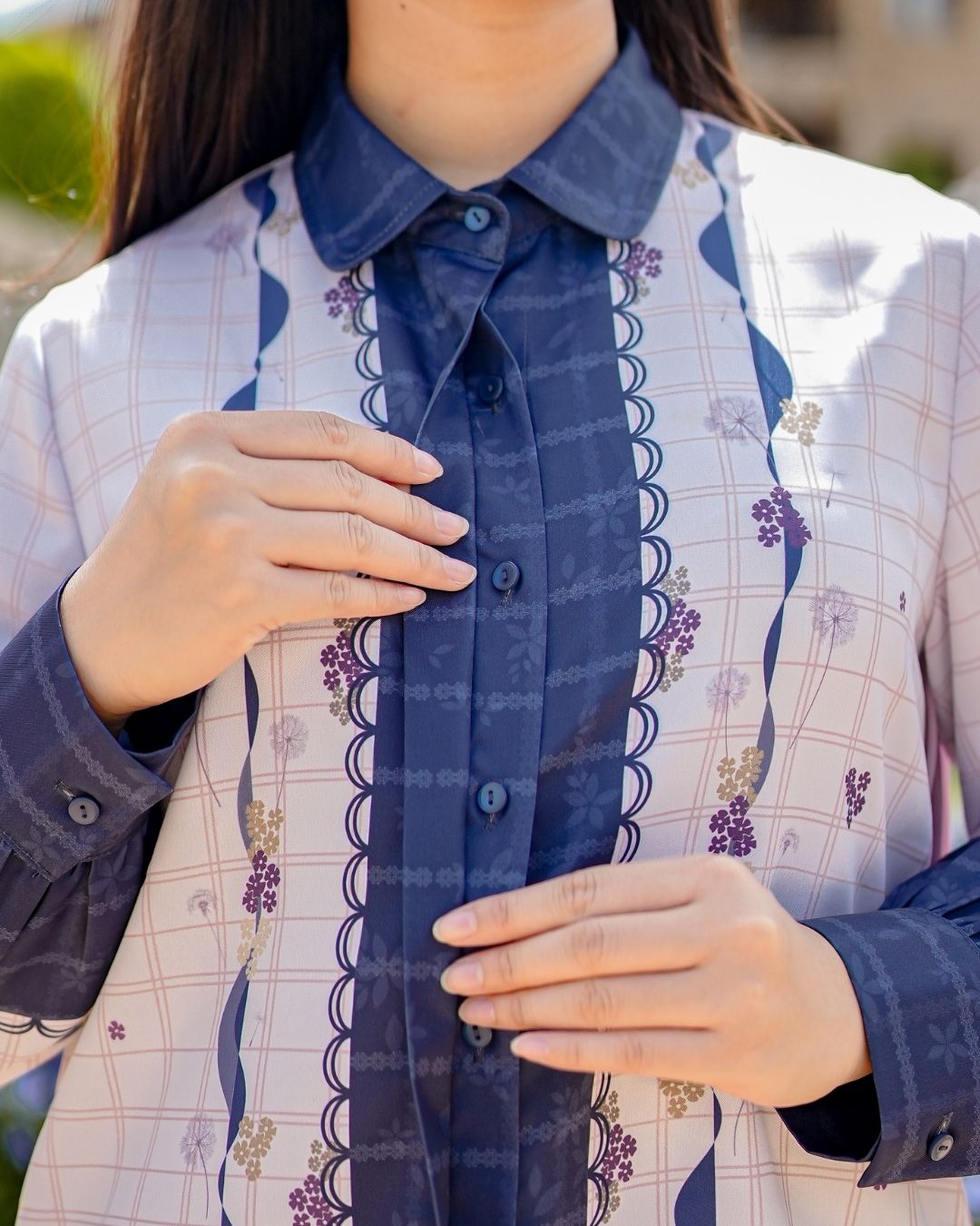 OMARA Naura Dandelion Printed Shirt | Atasan Kemeja Wanita - Soft Reverie