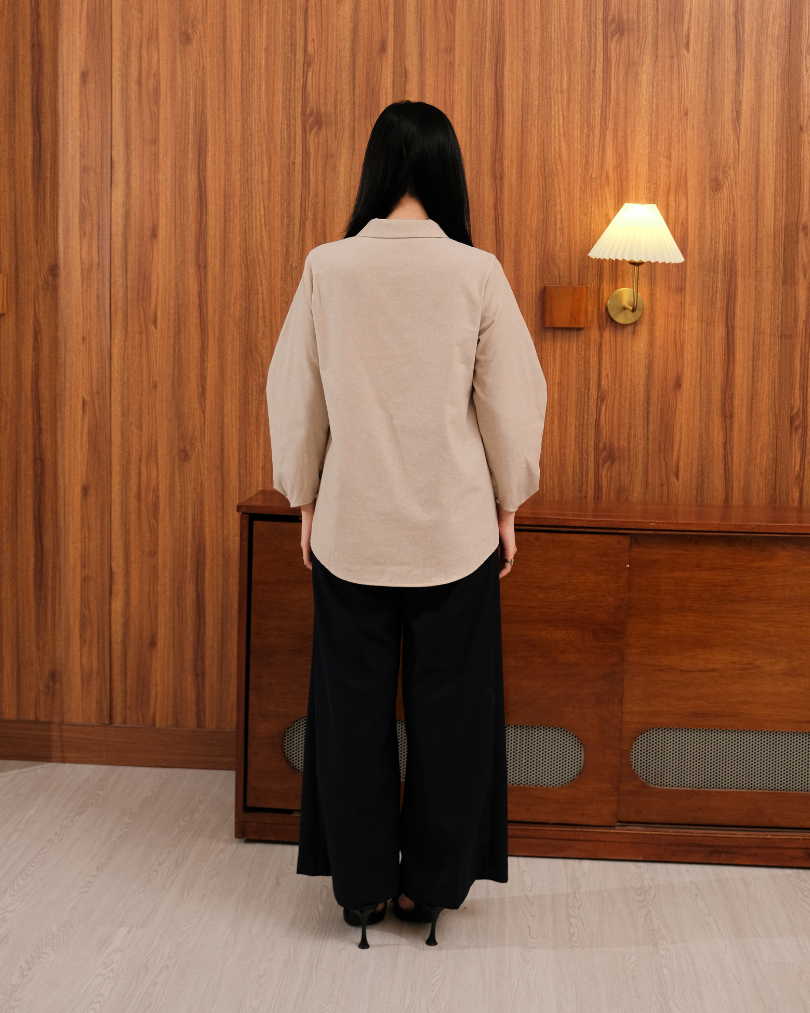 OMARA Zehara Drape Sleeve Shirt | Kemeja Blouse Wanita - Easeé
