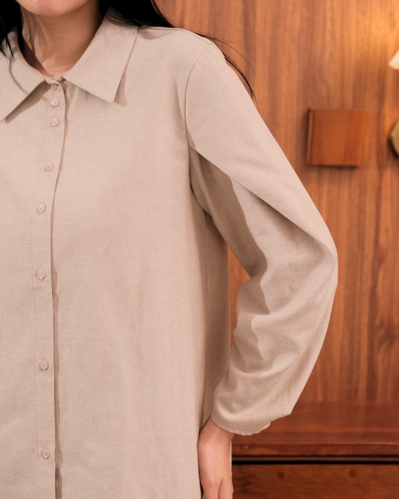 OMARA Zehara Drape Sleeve Shirt | Kemeja Blouse Wanita - Easeé
