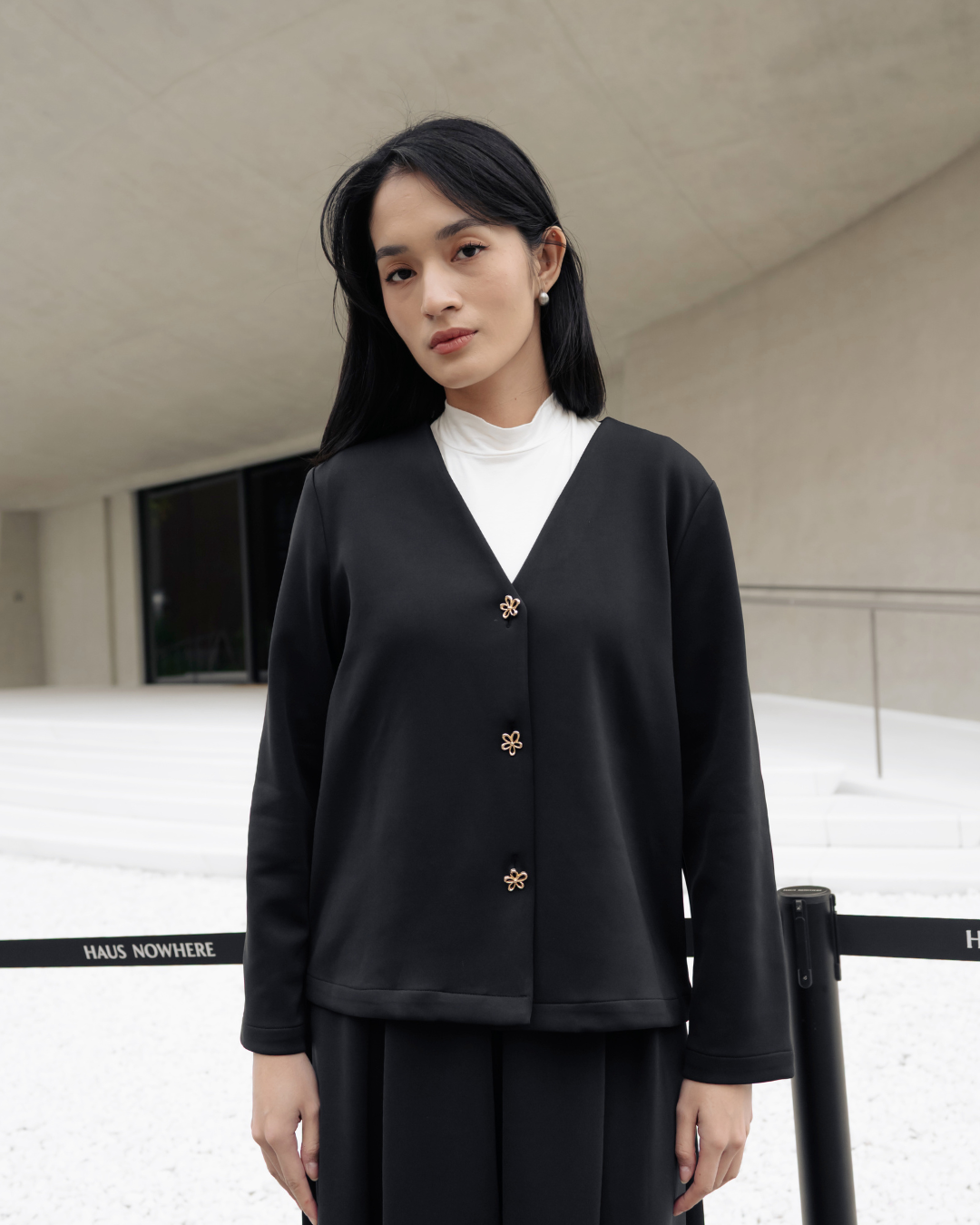 OMARA Vianna Flower Button Outer | Cardigan Vest Wanita - Seoul Stroll