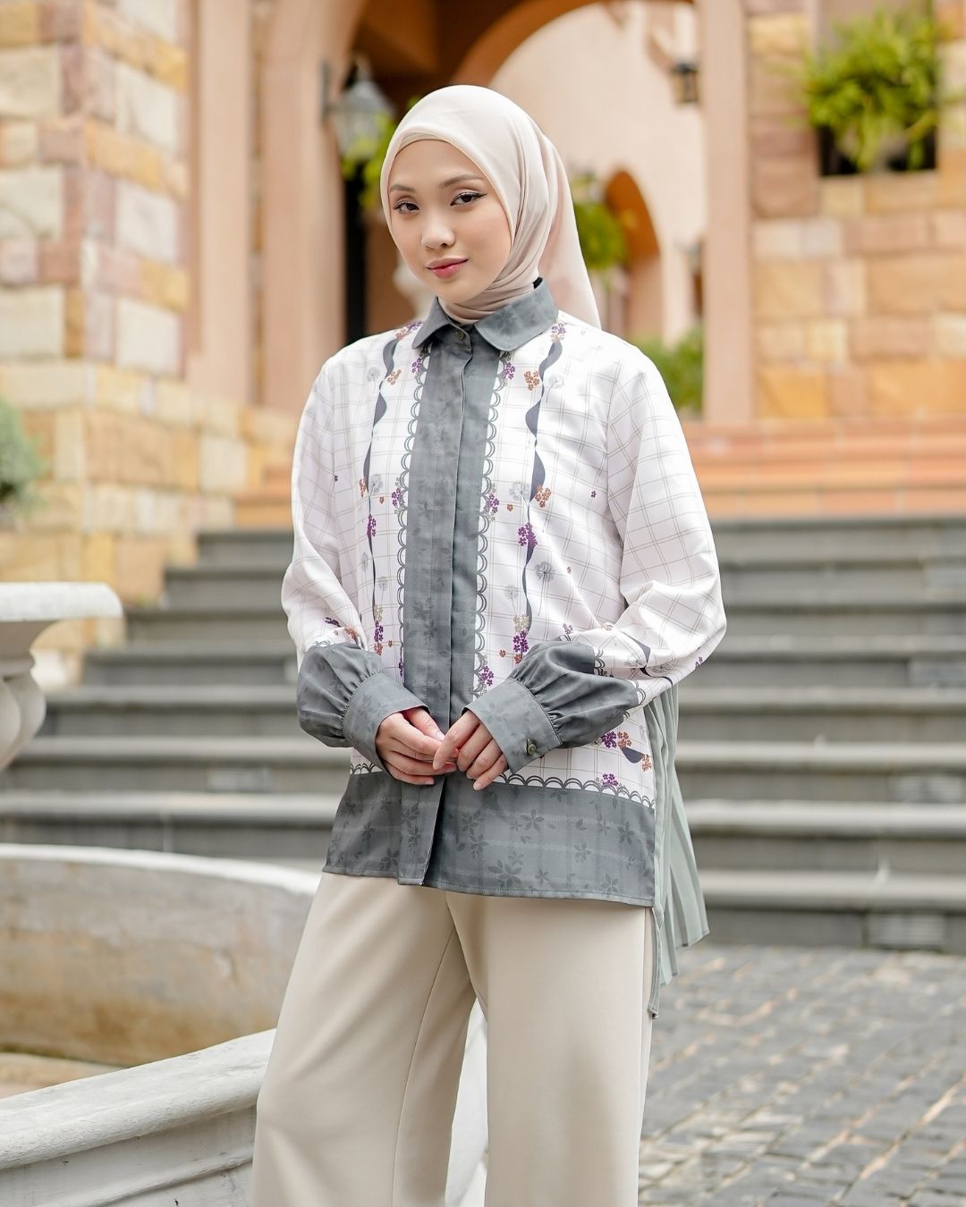 OMARA Naura Dandelion Printed Shirt | Atasan Kemeja Wanita - Soft Reverie