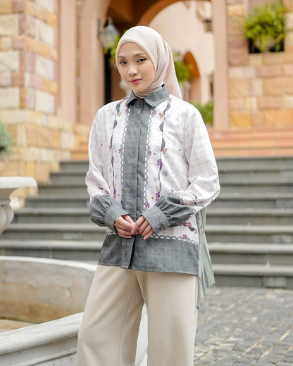 OMARA Naura Dandelion Printed Shirt | Atasan Kemeja Wanita - Soft Reverie