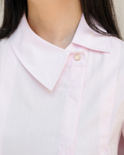 Benira Pleated Asymmetric Collar Shirt