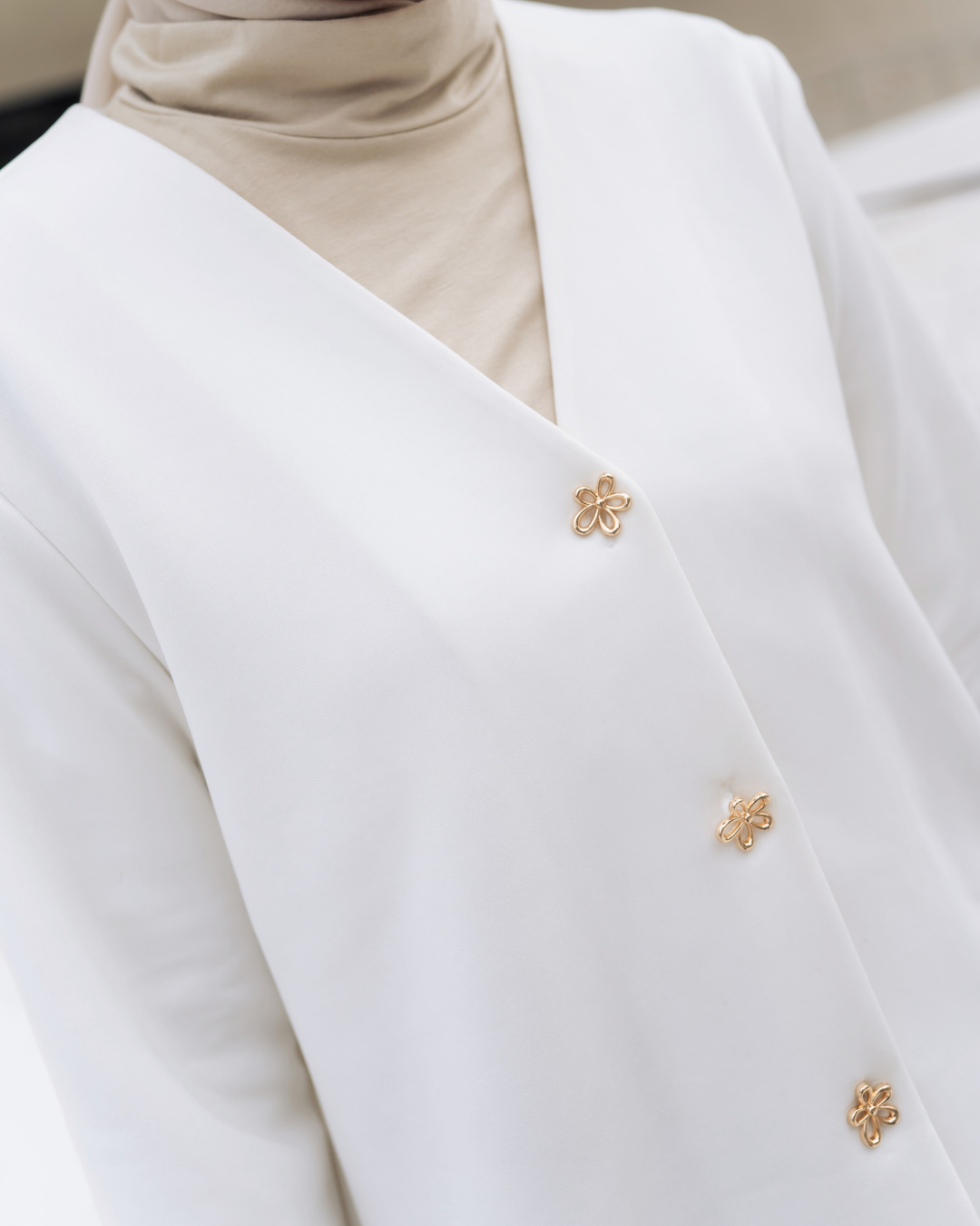 OMARA Vianna Flower Button Outer | Cardigan Vest Wanita - Seoul Stroll