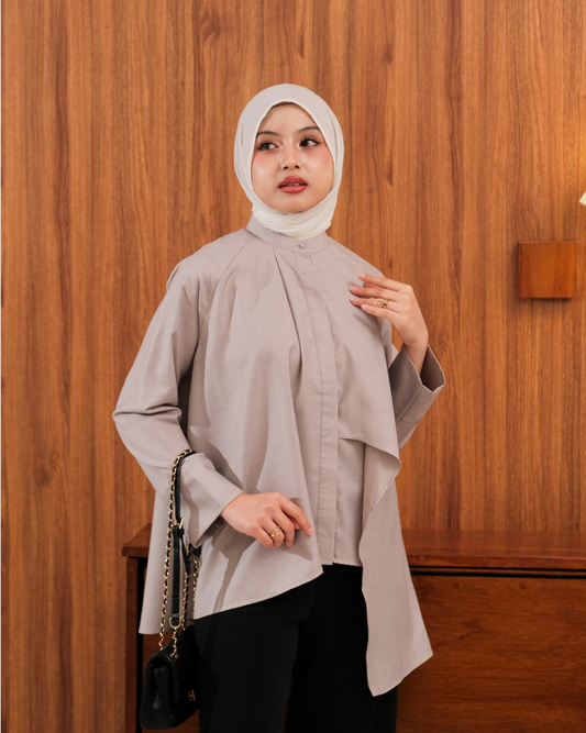 OMARA Zeya Flow Drape Blouse | Kemeja Blouse Wanita - Easeé