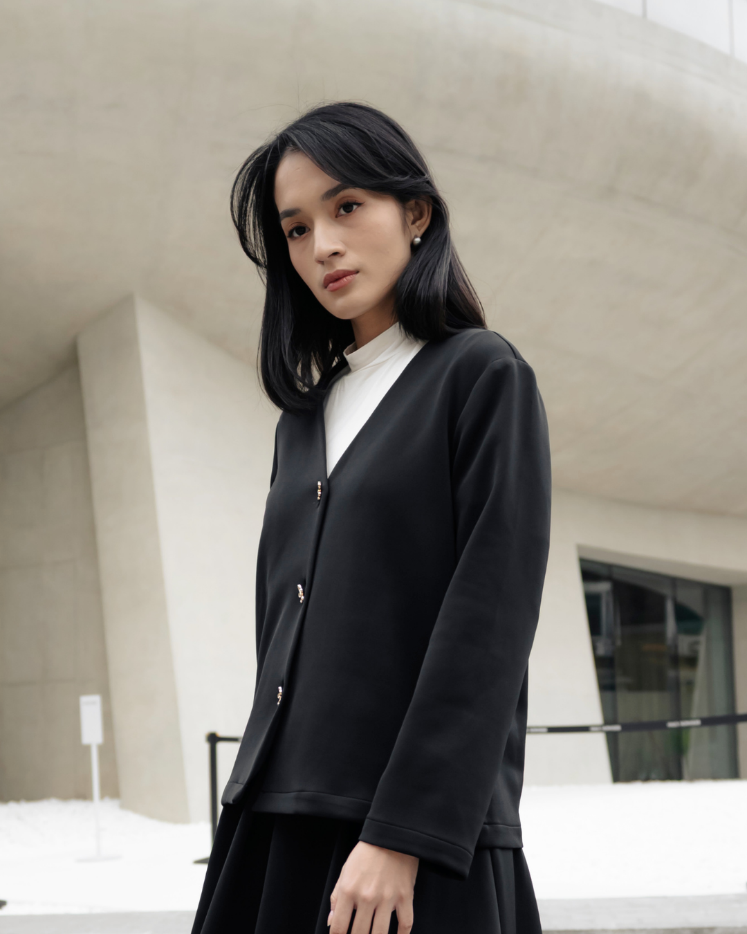 OMARA Vianna Flower Button Outer | Cardigan Vest Wanita - Seoul Stroll