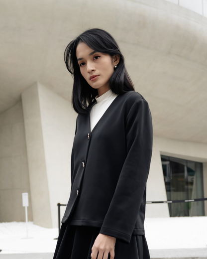 OMARA Vianna Flower Button Outer | Cardigan Vest Wanita - Seoul Stroll
