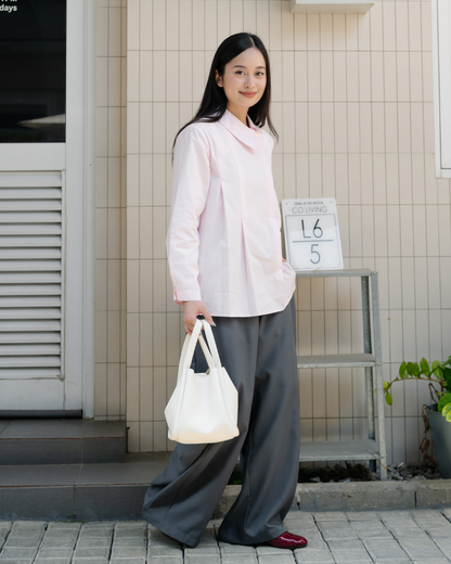 Benira Pleated Asymmetric Collar Shirt