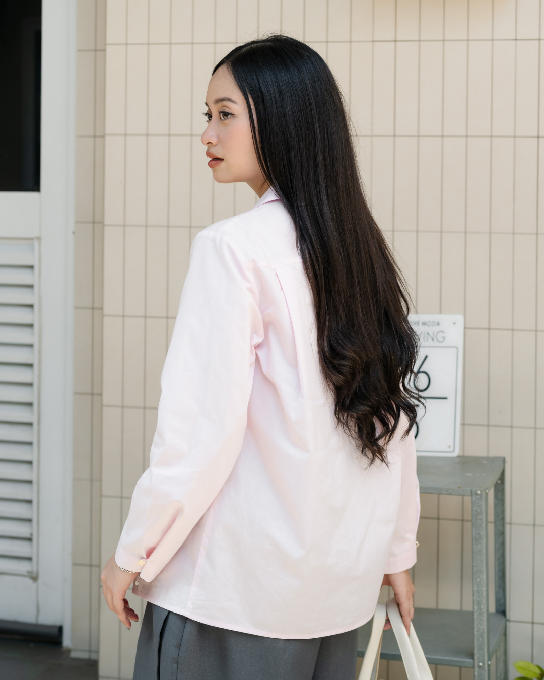 Benira Pleated Asymmetric Collar Shirt