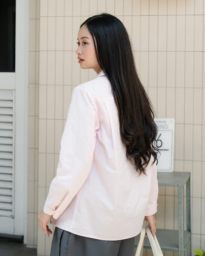 Benira Pleated Asymmetric Collar Shirt