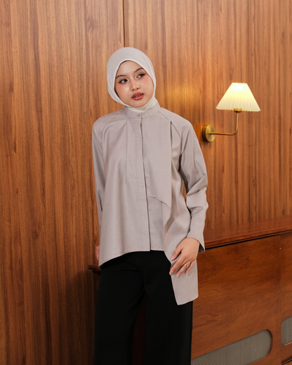 OMARA Zeya Flow Drape Blouse | Kemeja Blouse Wanita - Easeé