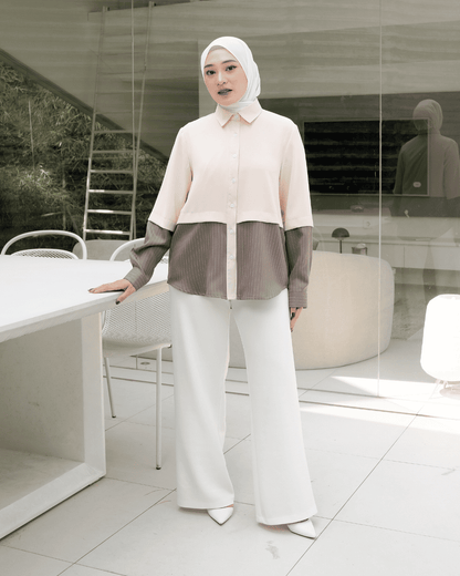 OMARA Arumi Two Tone Stripe Shirt | Kemeja Blouse Wanita - Mosaic