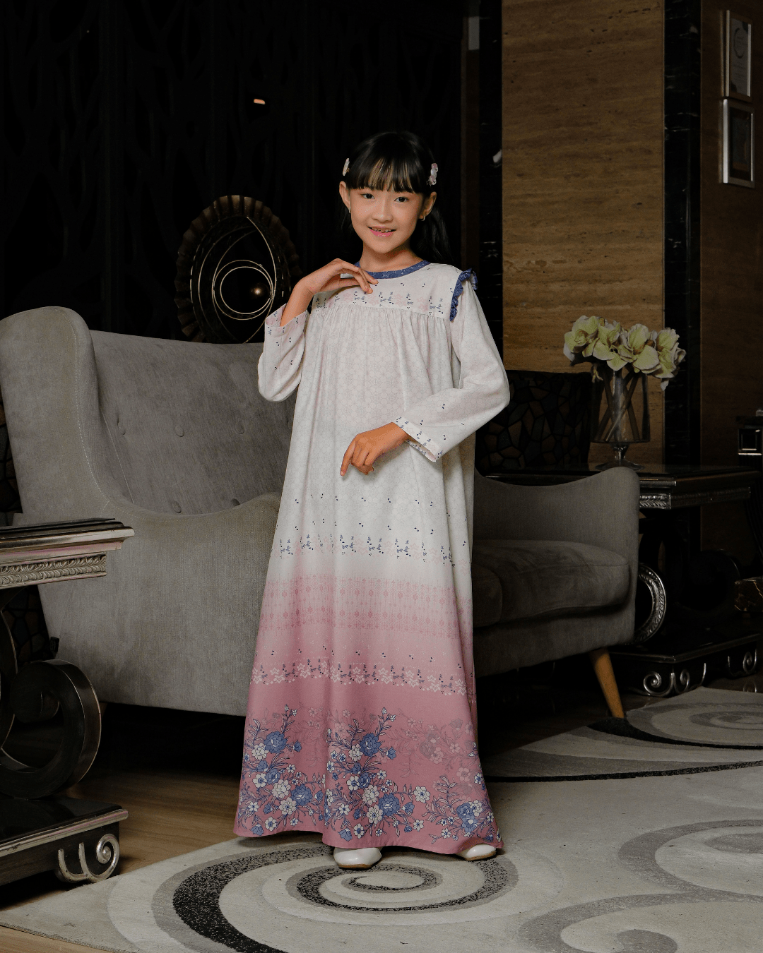 OMARA Tabitha Ruffle Kids Dress | Gaun Anak - Rona Sarimbit Series
