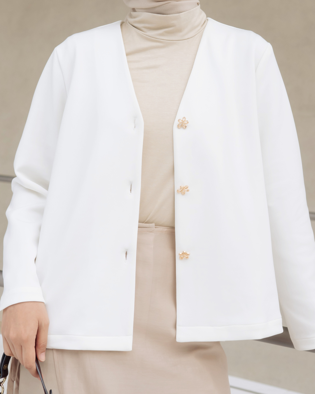 OMARA Vianna Flower Button Outer | Cardigan Vest Wanita - Seoul Stroll