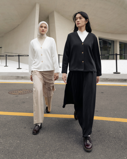 OMARA Vianna Flower Button Outer | Cardigan Vest Wanita - Seoul Stroll