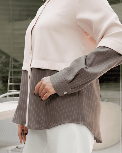OMARA Arumi Two Tone Stripe Shirt | Kemeja Blouse Wanita - Mosaic