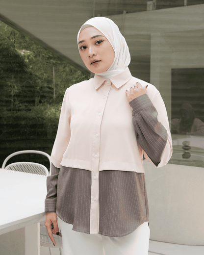 OMARA Arumi Two Tone Stripe Shirt | Kemeja Blouse Wanita - Mosaic