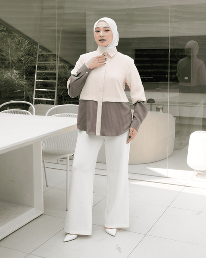 OMARA Arumi Two Tone Stripe Shirt | Kemeja Blouse Wanita - Mosaic